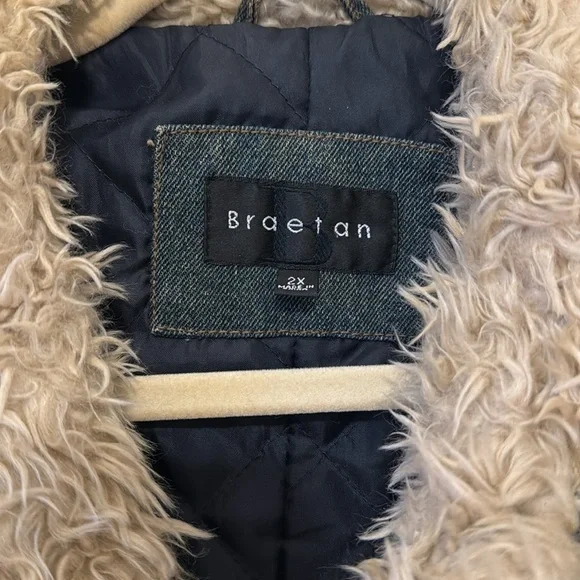 Vintage Braetan Denim Jacket with Faux Fur Trim - Picture 2 of 8